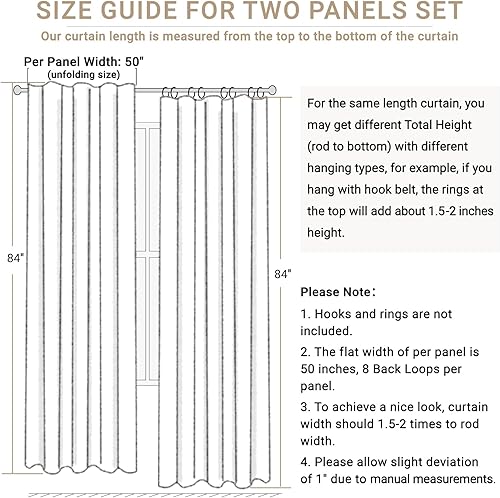 Miniatura 8 de Cortinas opacas texturizadas de lino con pestaña traserabolsillo para barra, con aislamiento térmico, 2 paneles de 50 x 72 pulgadas (ancho x largo),