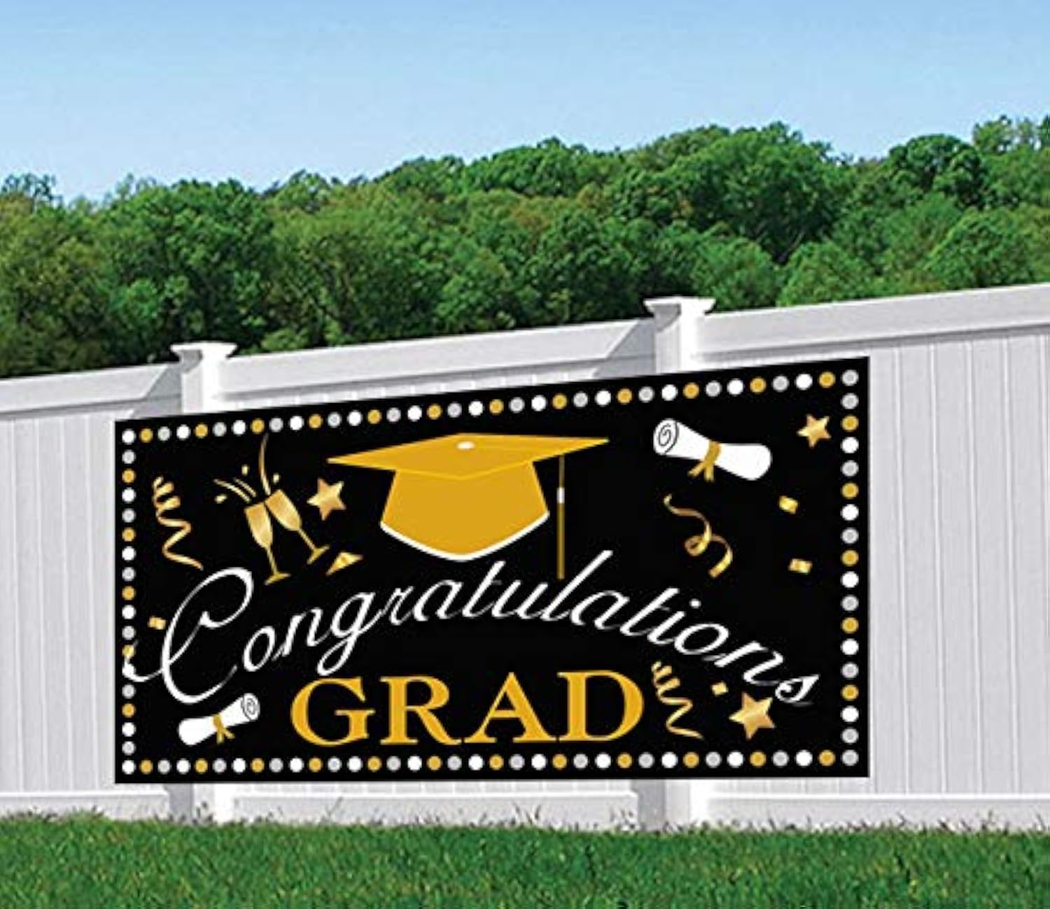 Graduation Backdrop Banner Decorations - Graduation Party Supplies 2024 Grad Congrats Photo Booth Prop Wall Decoration Indoor/Outdoor