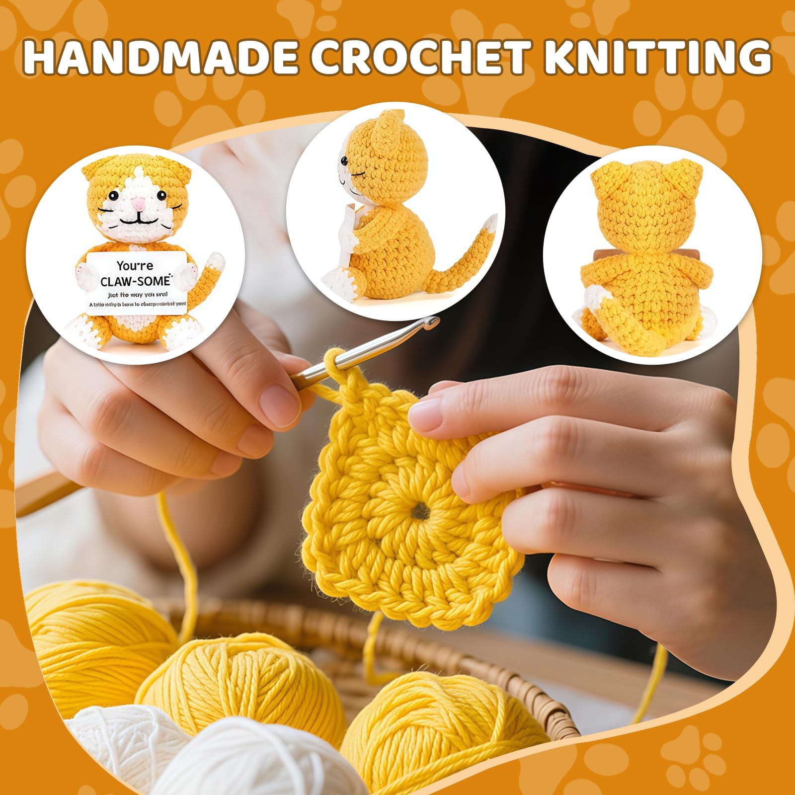 Cosblisvia 1 Pc Positive Crochet, Animals, Emotional Support Kitten, Crochetcrochet Animals for Home Office, Party - Image 3