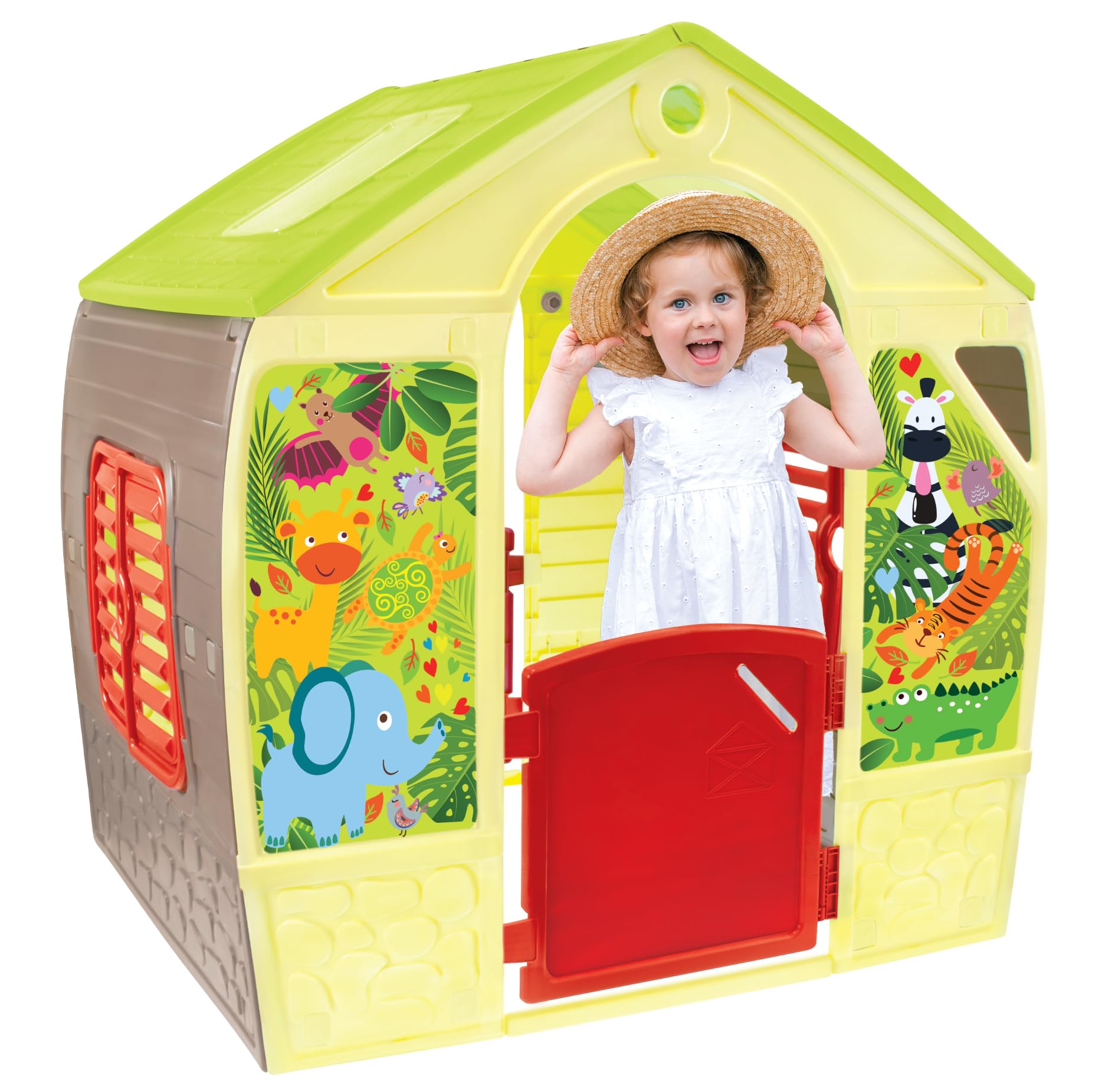 Mochtoys Spielhaus Kinder - Gartenhaus für Außen und Innen, Kunststoff Kinderspielhaus Für Garten Draußen, 102x88x108 cm