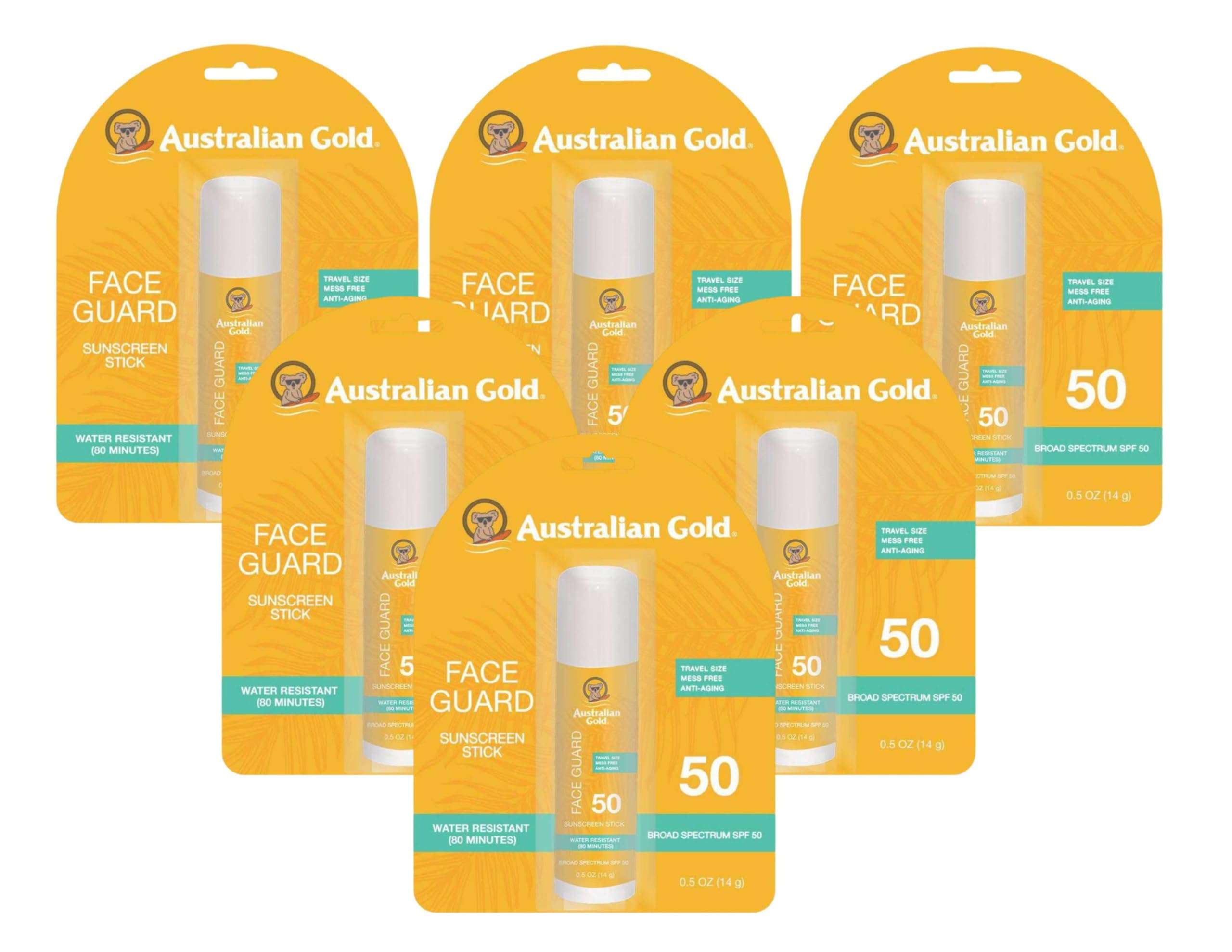 Australian Gold Spf#50 Face Guard Stick 0.5 Ounce (17ml) (Pack of 6)