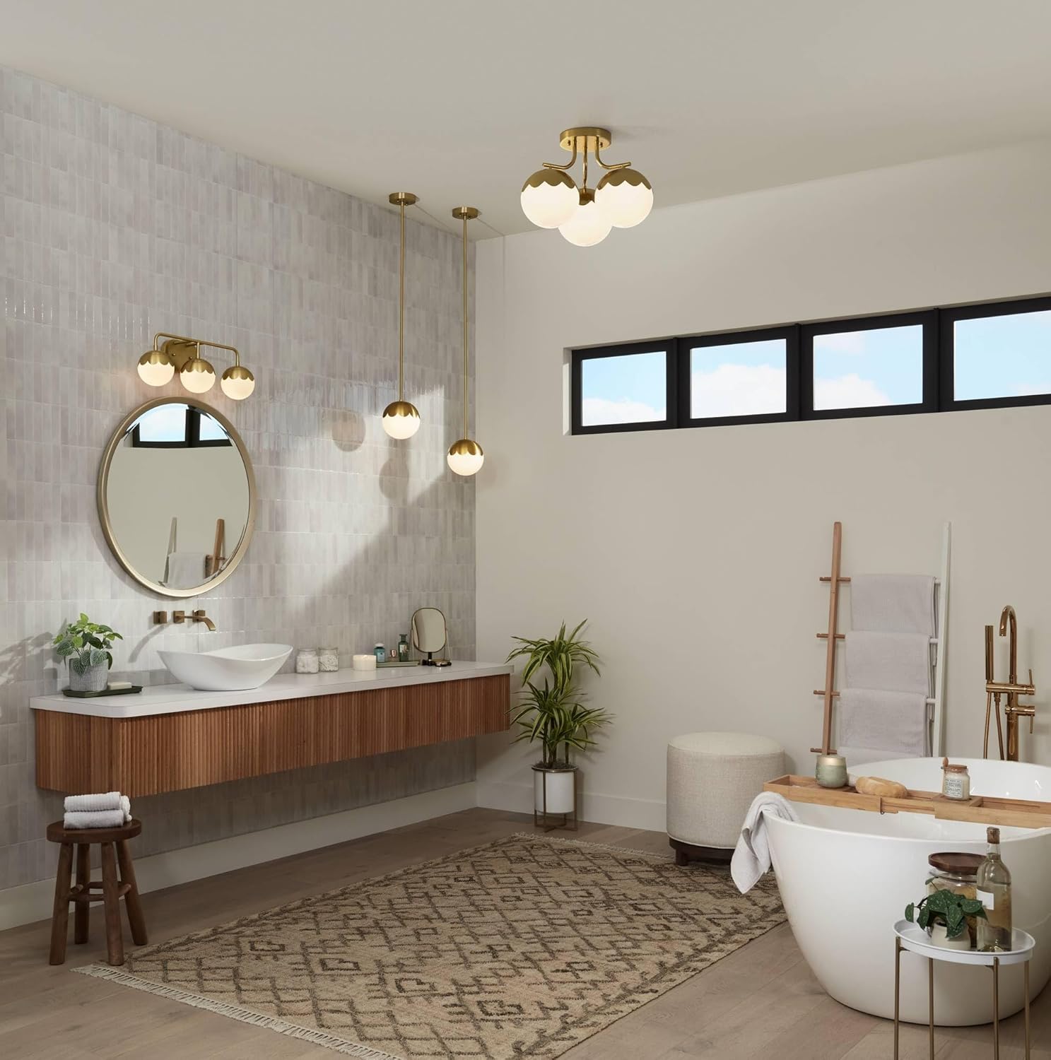 360 Lighting Camila 7" Mid Century Modern Pendant Ceiling Light Fixture Dining Room Over Table Kitchen Island Foyer Globe Hanging Antique Brass Finish Glass Hallway Entryway Living Room Mini