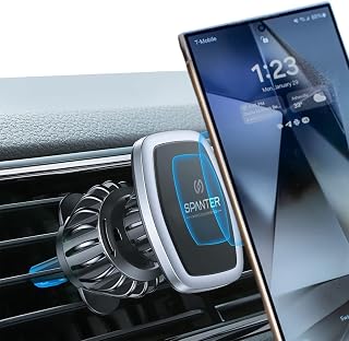 SPANTER Magnetic Phone Holder Stand for Car - AC Vent Mount, HaloLock, MagSafe Compatible, 360° Rotation, Single-Handed Us... Price In India