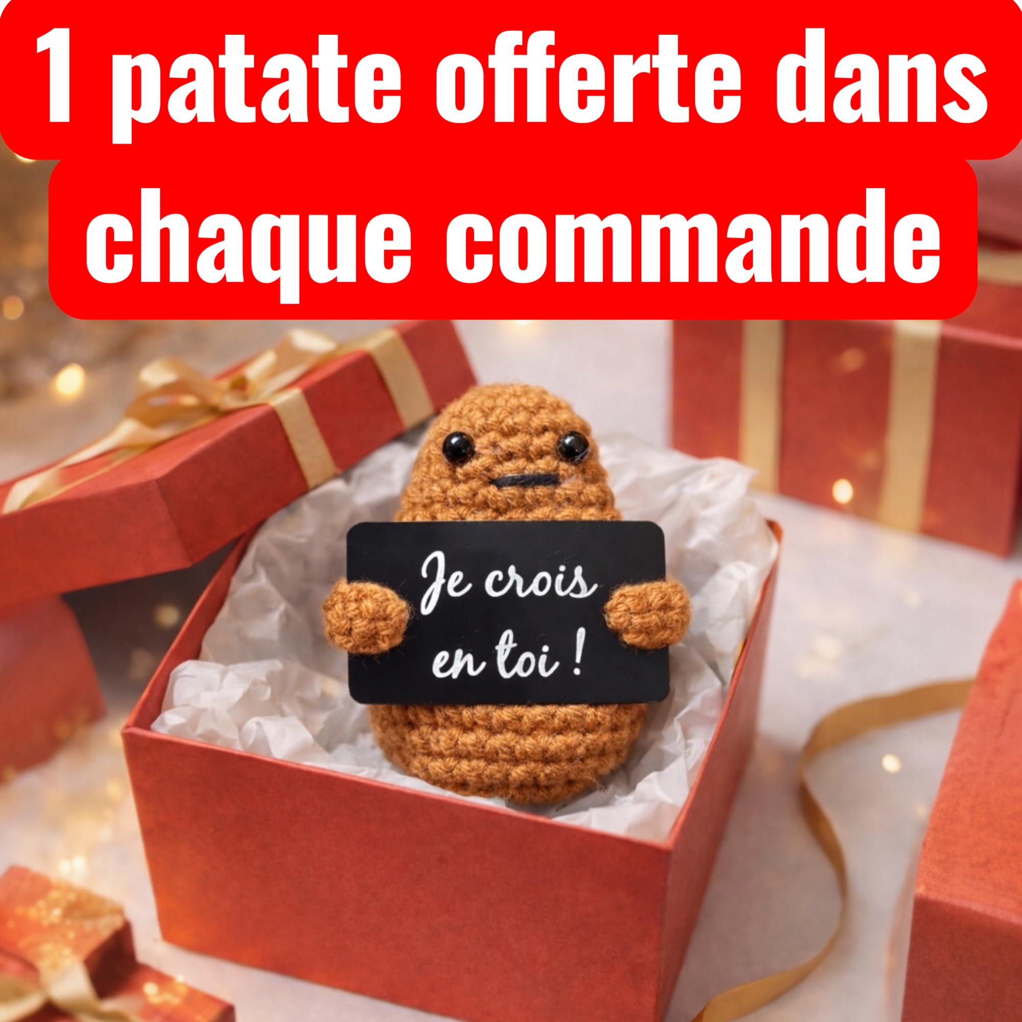 Patate Positive Personnalisée - Cadeau Original Et Drôle - Message Personnalisable Peluche Encouragement Français