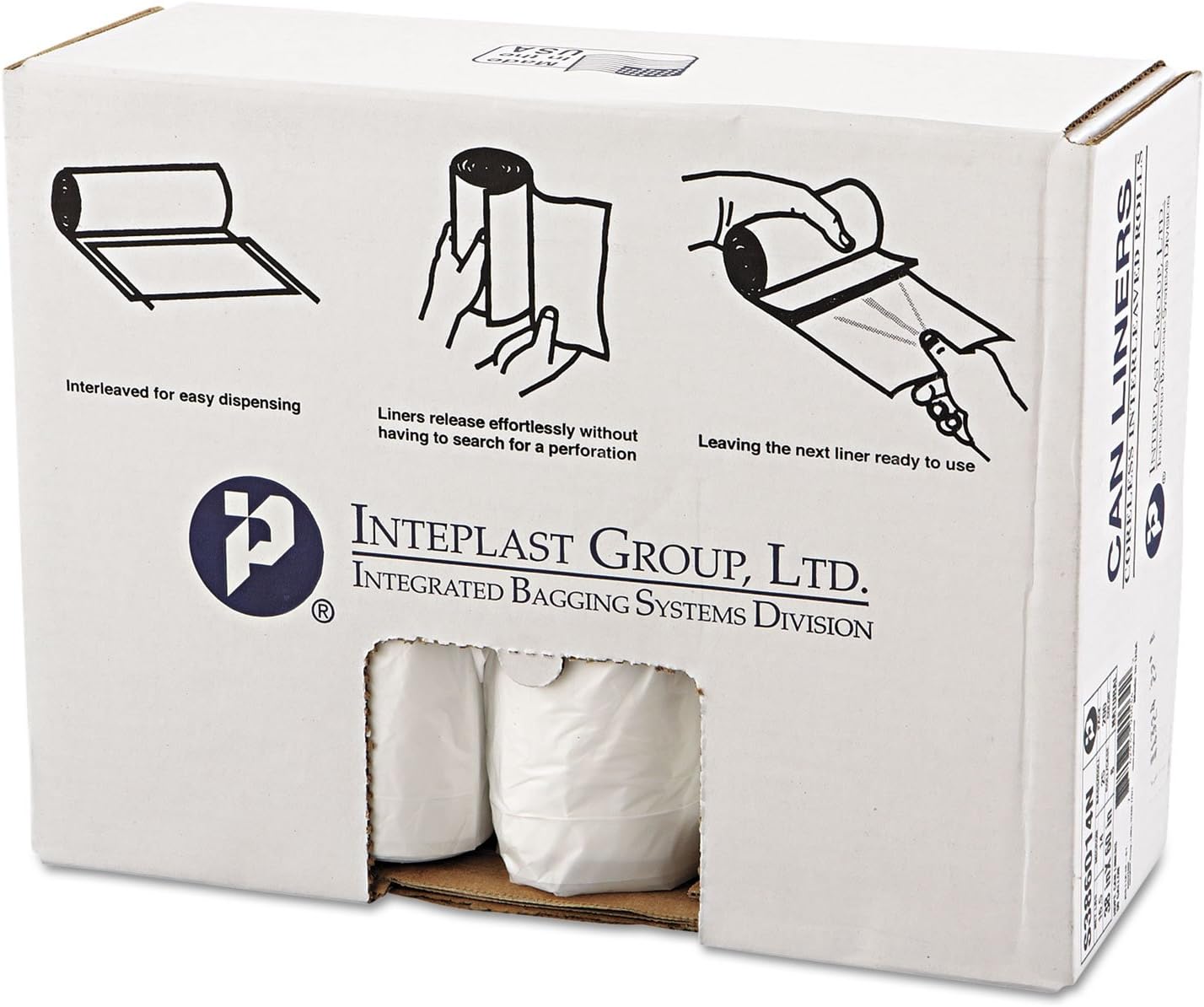 Inteplast S386014N High-Density Can Liner, 38 x 60, 60gal, 14mic, Clear, 25/Roll, 8 Rolls/Carton