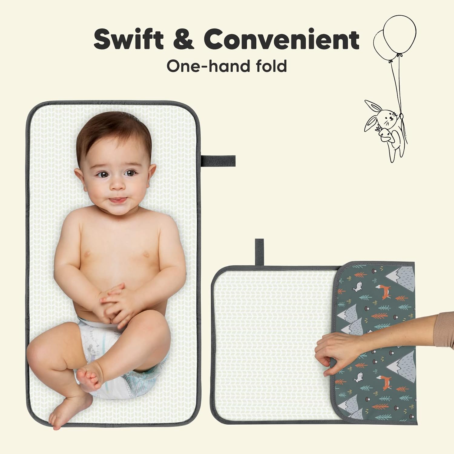 KeaBabies Portable Diaper Changing Pad and Waterproof Foldable Baby Changing Mat - Travel Diaper Change Mat - Diaper Changing Station - Lightweight Changing Pads - Changing Clutch - Baby Changer