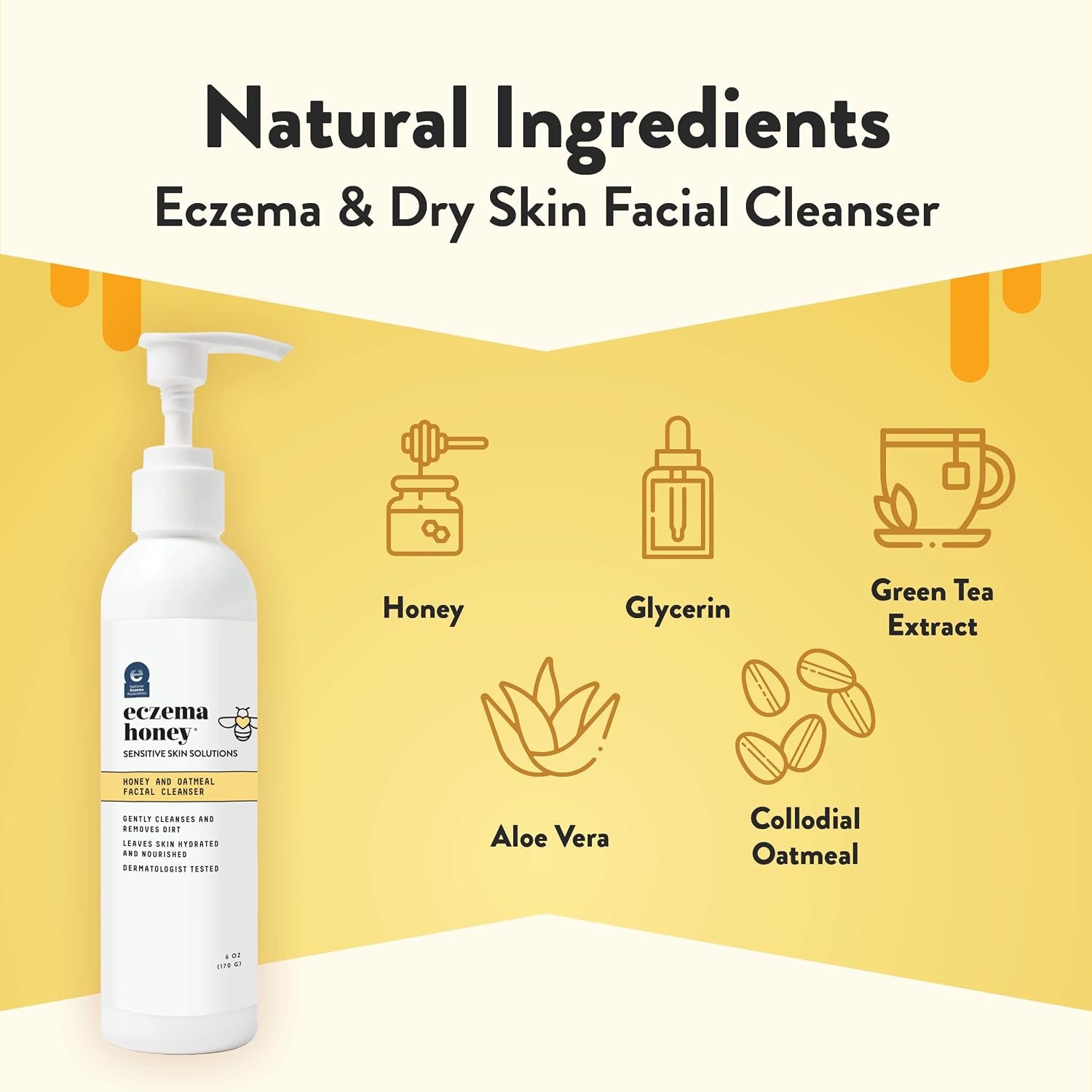 ECZEMA HONEY Original Skin-Soothing Cream & Oatmeal Facial Cleanser - Bundle for Sensitive & Dry Skin - Cruelty Free