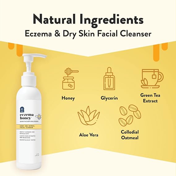 ECZEMA HONEY Oatmeal Facial Cleanser - Soothing Facial Cream - Bundle for Sensitive & Dry Skin - Cruelty Free