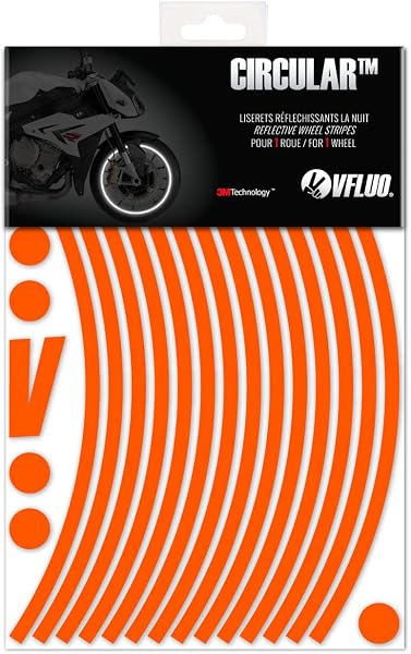VFLUO - Kit pegatinas llantas de moto reflectantes, autoadhesivas para 1 rueda, 3M Technology™ - Gran visibilidad lateral - Discreto y diseño - Fácil colocación - 1