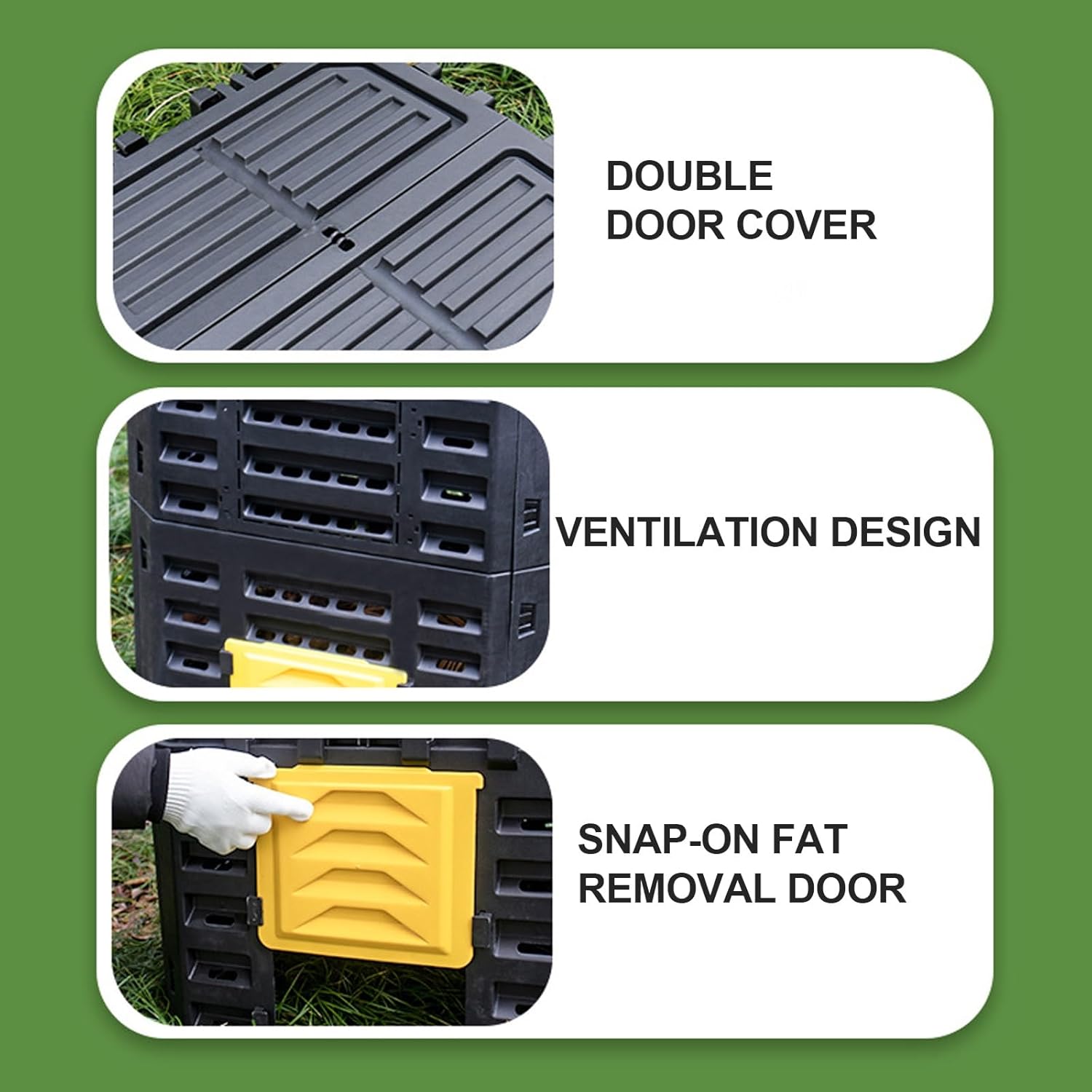 Compost Bin, PP Material Garden Compost Bin Outdoor, 180/340/500L Composting Box, Many Vents, Fast Creation of Fertile Soil