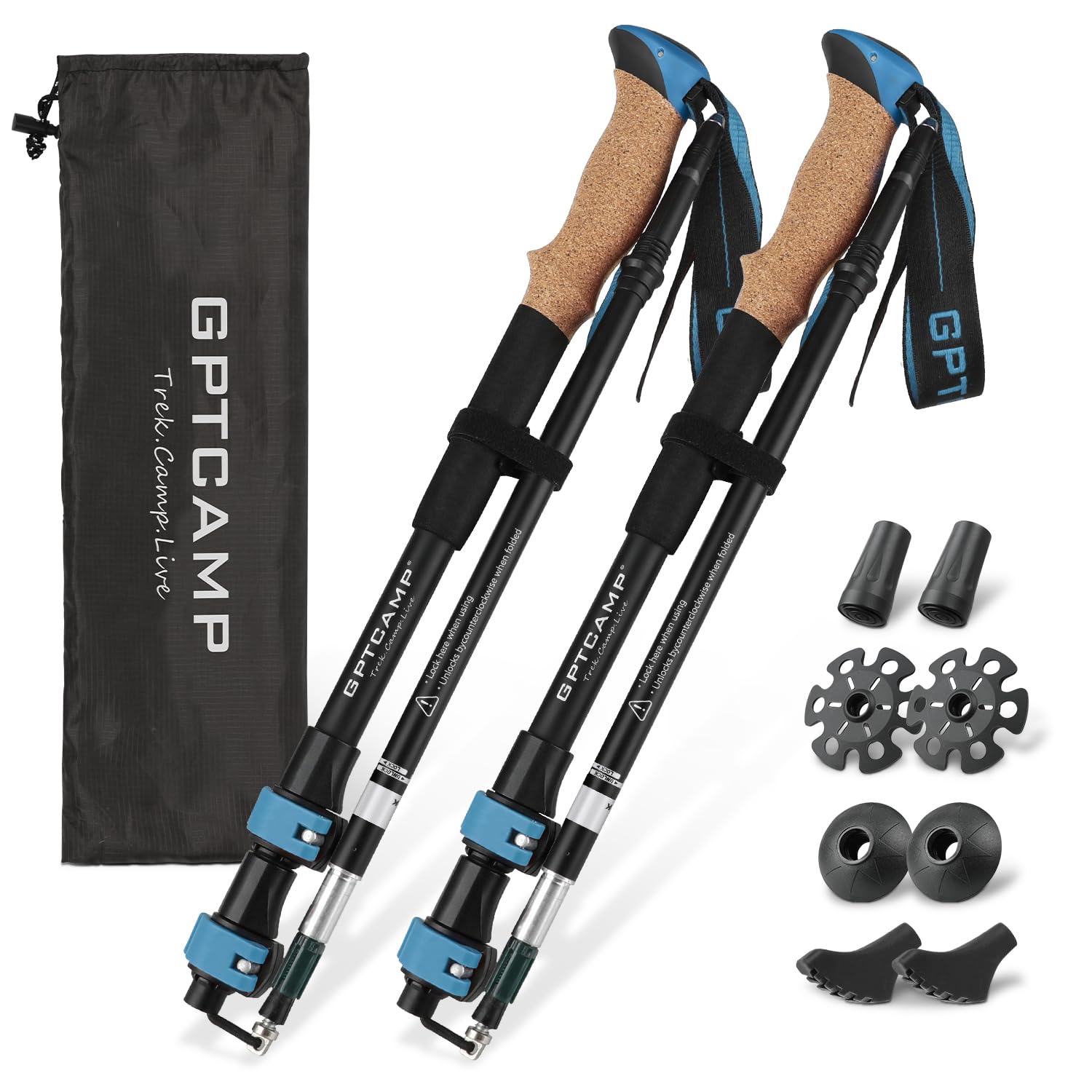 Trekking Poles For Hiking Walking Aluminum Collapsible