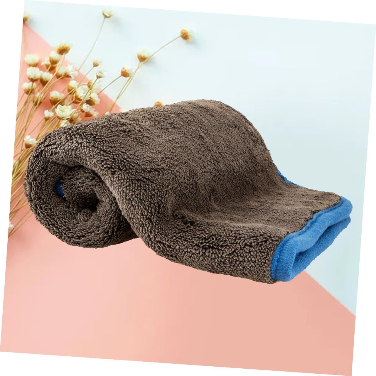 Thickened Super Absorbent Car Wash Cloth Dual-Sided Gray Microfiber Fabric with Blue Trim Drying Rag for Automotive Truck Motorcycle Boat and RV Detailing