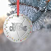 Vista 7 de Adornos de Navidad de voleibol, decoraciones deportivas de Navidad para árbol, regalo para amantes del voleibol, adornos de Navidad redondos