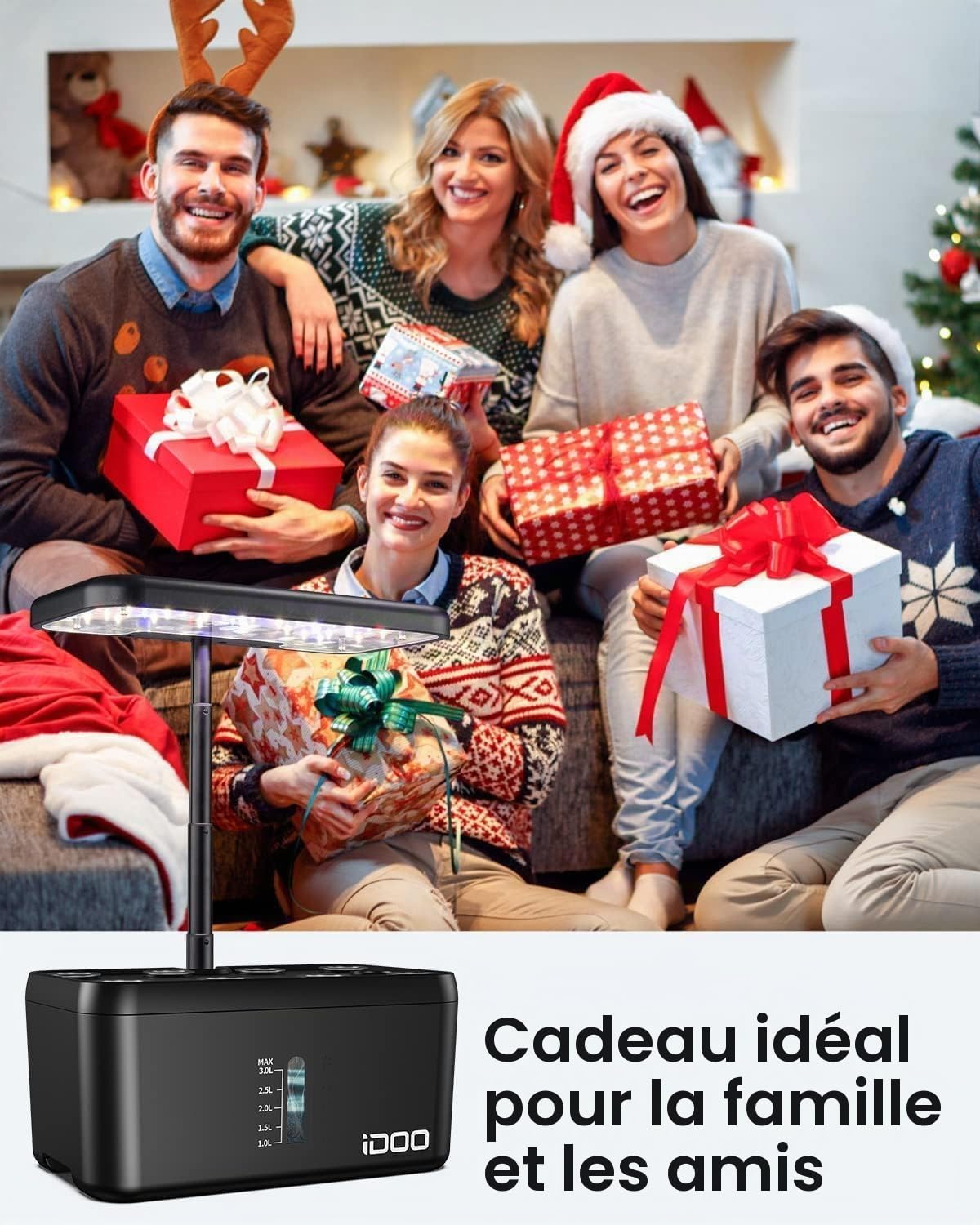 iDOO 8 Pods Potager Intérieur Hydroponique, Jardinière Intelligente avec Minuterie Automatique, Kit de Jardin d'Herbes Réglable en Hauteur