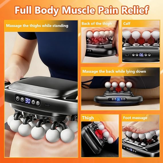 PFUM 16-Head Massage Gun-Professional Deep Tissue Massager for Thighs, Arms, Waist, Back, Muscle Tension Relief, Electric Percussion Massage Gun with 3 Modes & 30-Speed Touch Screen Adjustment