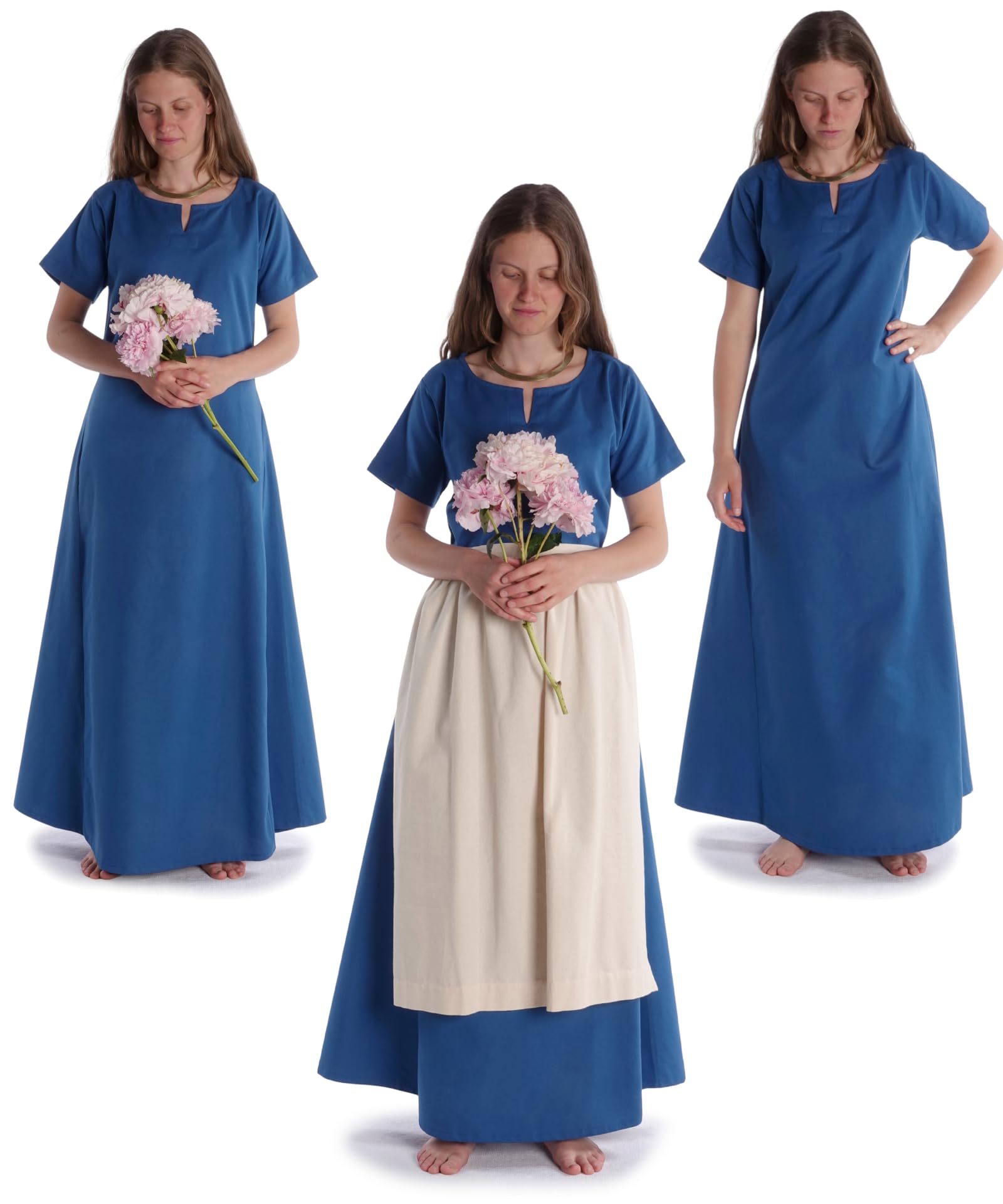 Mittelalter Kleid Hrist aus Baumwolle Hanffarben, Blau, Rot, Hellgrün, Beige S/M,L/XL,XXL/XXXL Gewandung LARP