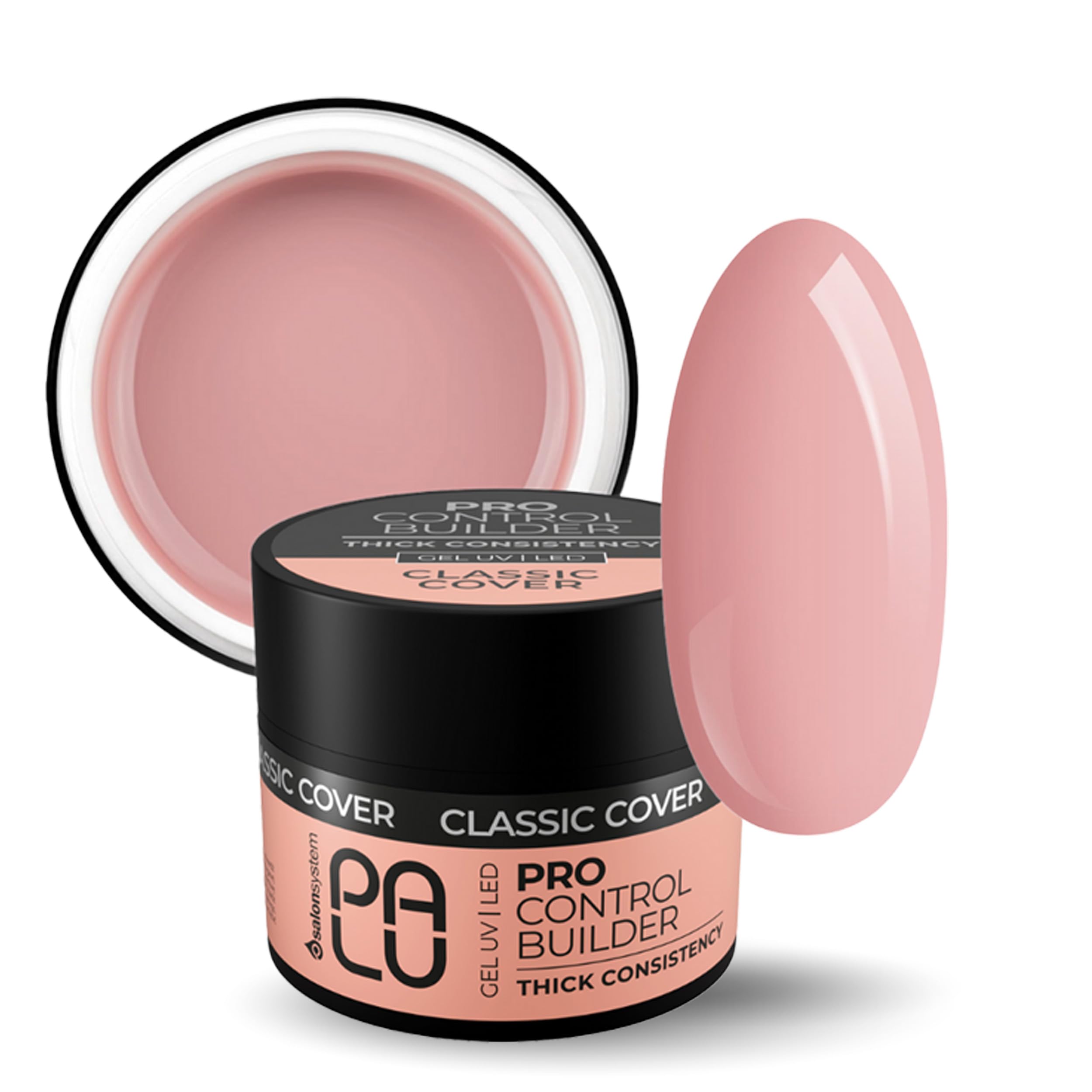 PALU - Gel costruttore per unghie - UV/LED - Nail Art - Tissotropico, 3 fasi, duro, per l'estensione delle unghie - Scheletro rinforzato - Pro Control Builder Gel 45 g Classic Cover