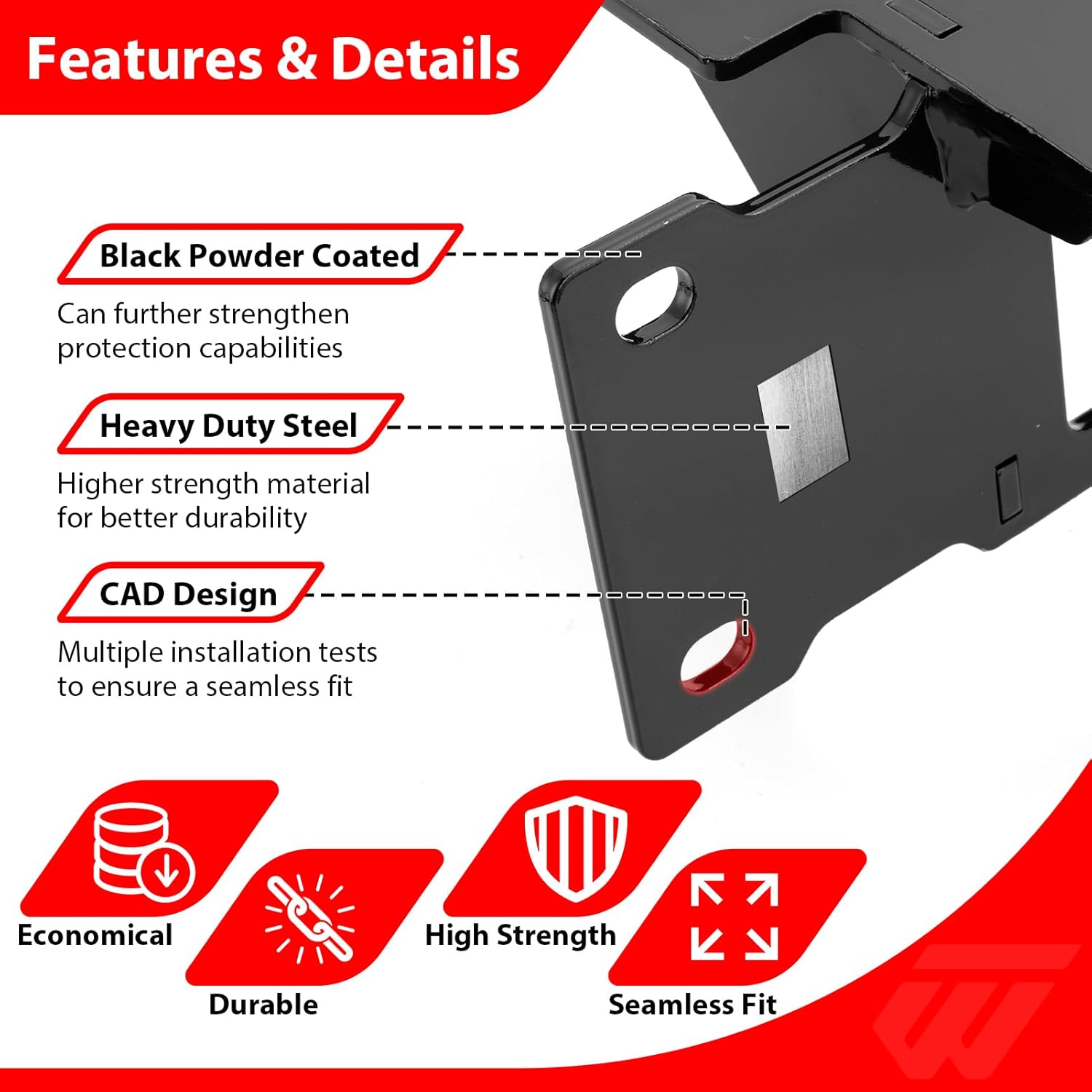 WeiSen Winch Mounting Bracket Plate Compatible with Kawasaki Ridge/XR 2024-2026