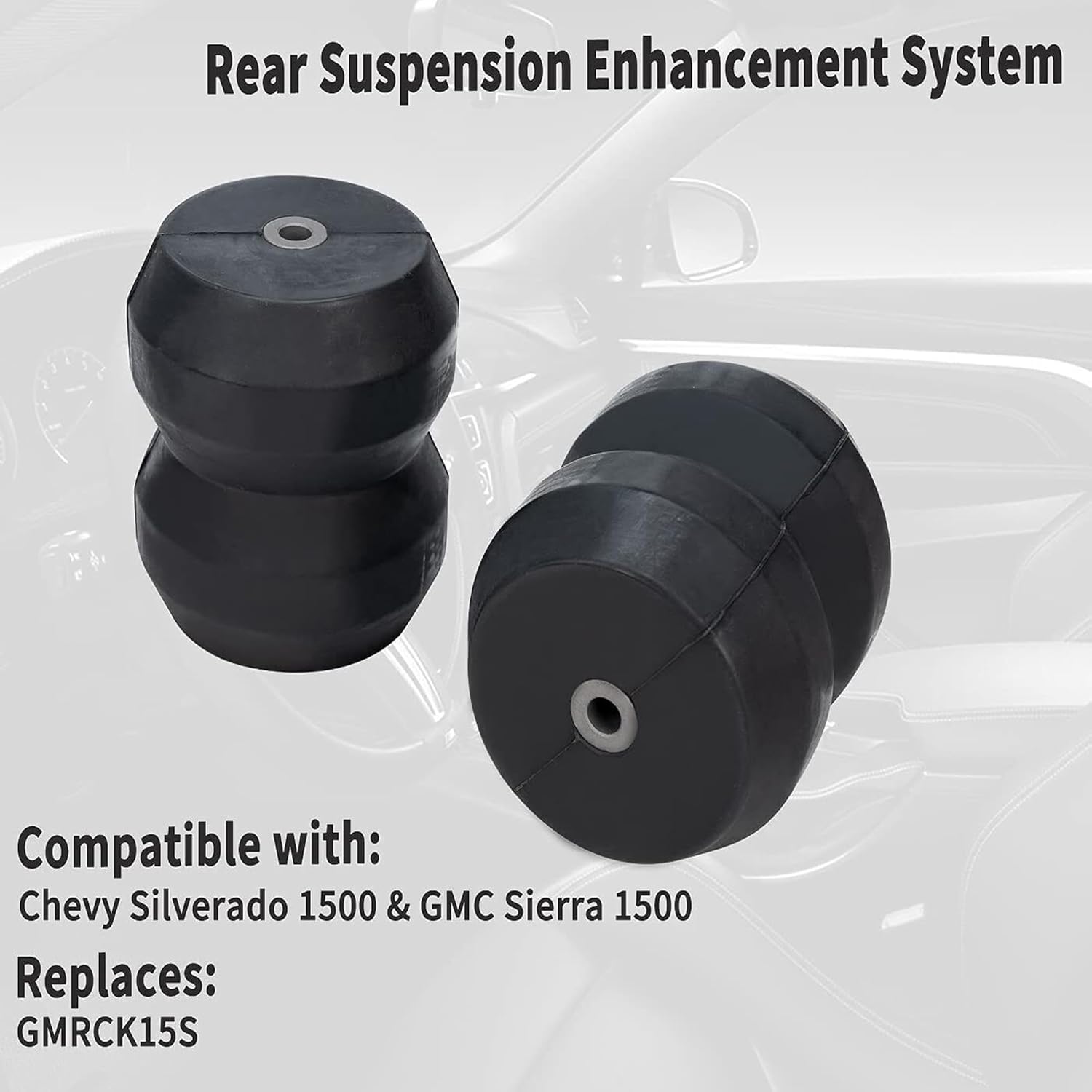 PartsFlow GMRCK15S Bump Stopper Suspension Rubber Helper Spring Kit For Chevy Silverado 1500 and GMC Sierra 1500 pickup truck Weight Capacity 8600 lbs