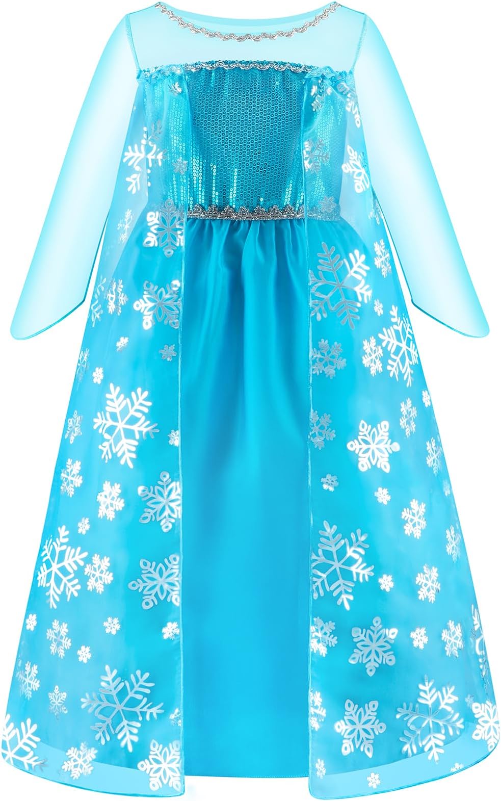 Girls Princess Costumes - Snow Queen Fancy Party Dress - Princess Dress Up - Girls Fancy Dress for Parties, Birthdays, Cosplay & Halloween - (Dress206)