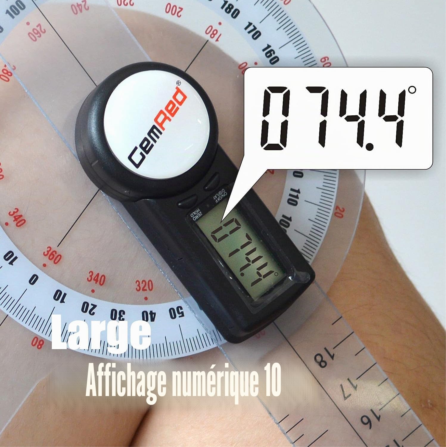 GemRed Goniomètre numérique 360 degrés 30,5 cm en plastique pour la mesure de la plage de mouvement