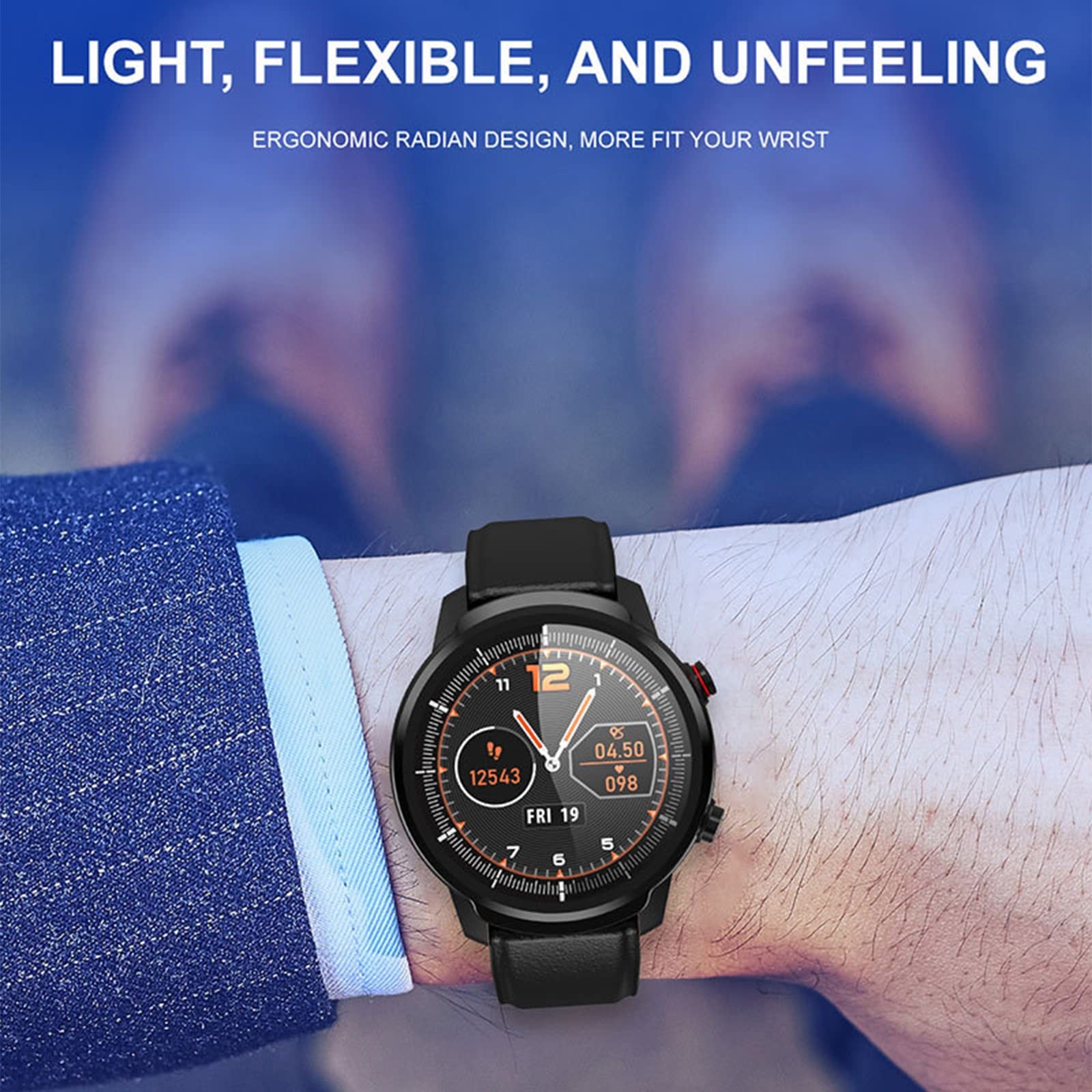 Reloj Inteligente De Moda para Hombre Y Mujer. Pulsera Impermeable con Pantalla Táctil De 1.3 ". Rastreador De Actividad Física con Frecuencia Cardíaca, Presión Arterial.