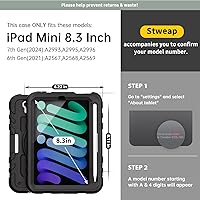 Vista 2 de Funda para iPad mini 7 A17 Pro/iPad mini 6 de 8.3 pulgadas, funda para iPad mini de 7ª/6ª generación (2024/2021) con soporte para lápiz/soporte