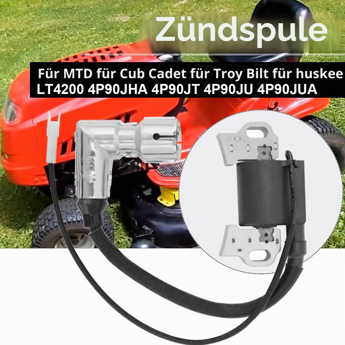 ZAMDOE 951-12220 751-12220 Zündspule für MTD für Troy Bilt 1p90f/p Zündspule für Huskee lt4200 420cc Motor für Craftsman R1000 Rider für Huskee LT1500 Rasenmäher Spulenersatz