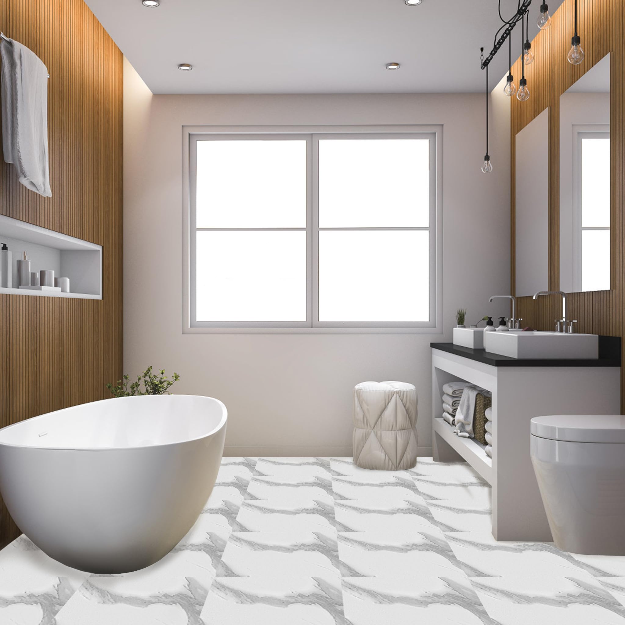 30 x 30 cm, rivestimento per pavimenti in vinile, laminato, antiscivolo, impermeabile, autoadesiva, 2,51 m², spessore 1,5 mm (27 pezzi, tipo C)