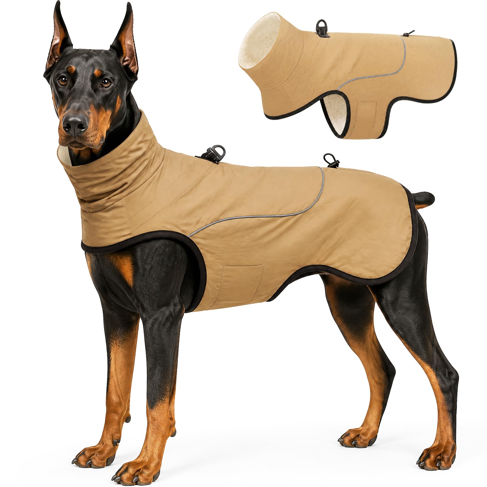 Dog Jacket Waterproof Dog Coat,Cold Weather Reflective Jacket, Adjustable Winter Warm Dog Jacket for Small Medium Large Dogs,Indoor & Outdoor Camping Hiking (Coffee,XL)