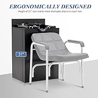 Vista 5 de BarberPub Estación de fregadero de retrolavado de champú con cuenco de champú, equipo de belleza de salón de spa 6154-7134, negro