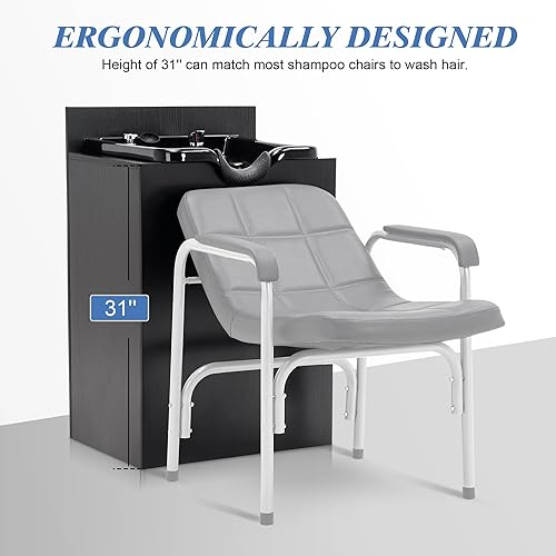 Miniatura 5 de BarberPub Estación de fregadero de retrolavado de champú con cuenco de champú, equipo de belleza de salón de spa 6154-7134, negro