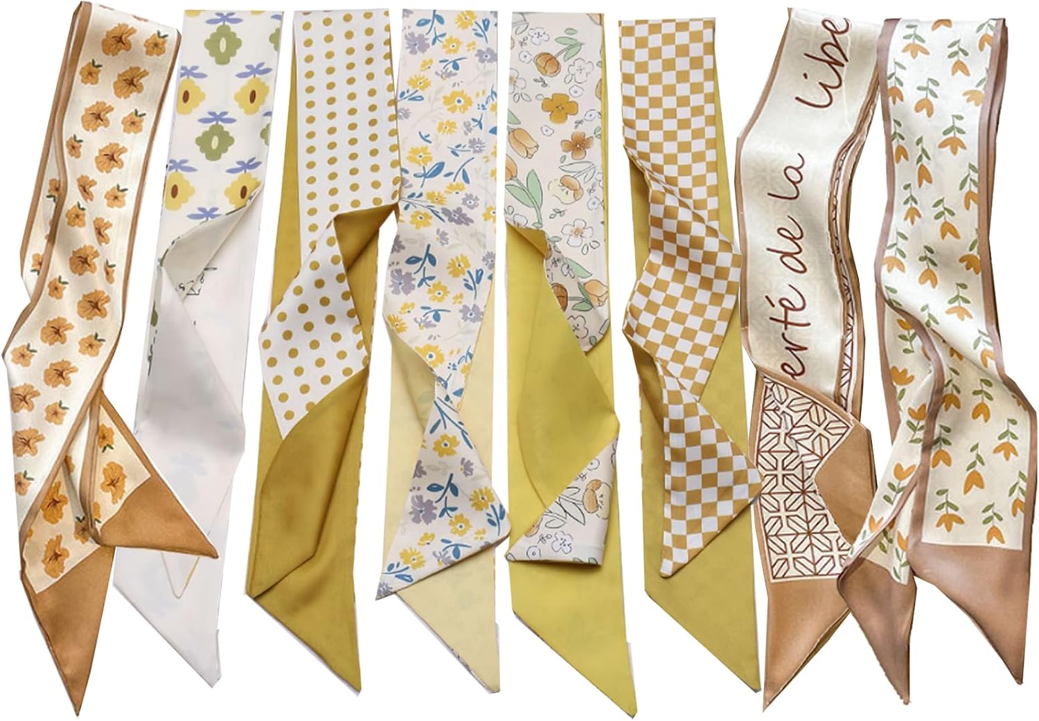 8Pcs Scarves for Women,Head Scarf Hair Neck Scarve,Handbags Ponytails Handle Fashion Accessory 35.4"×2.4"