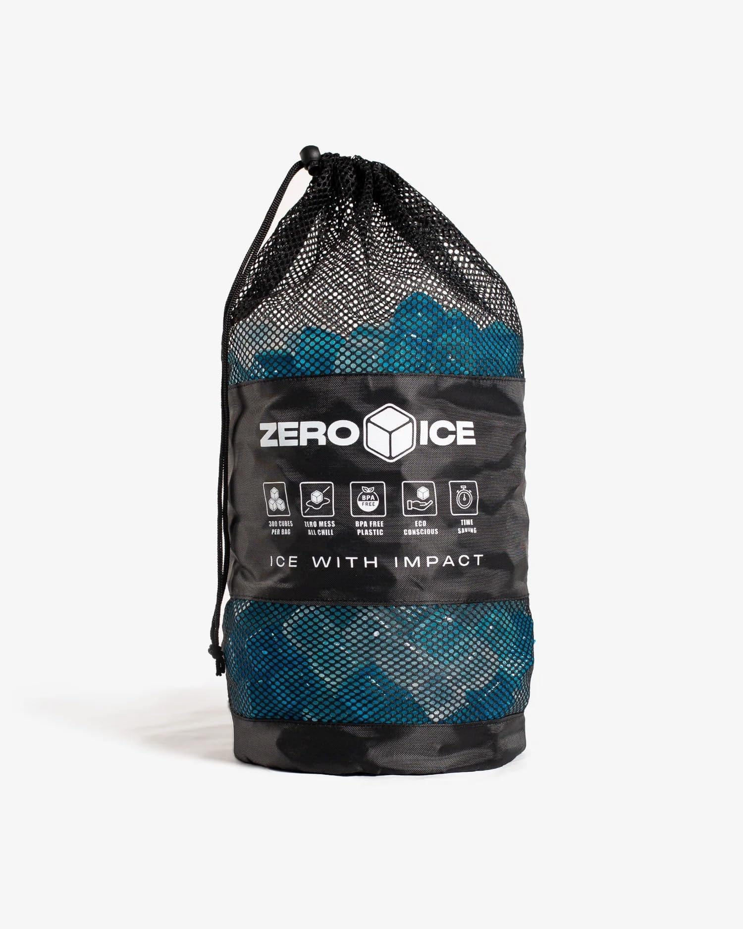 ZERO ICE Reusable Ice Cubes with Mesh Bag, for Coolers, Ice Baths, Camping and Outdoor Use. BPA Free Plastic, Eco Friendly and Money Saving