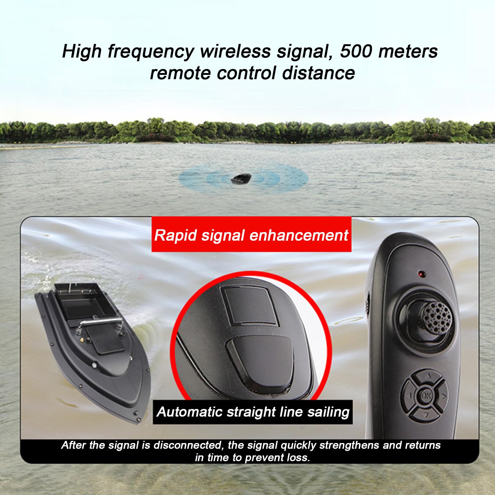 Inteligentna Łódka RC z Przynętą, z Baterią o Dużej Pojemności 17000mah, Łódka Wędkarska GPS, Odległość Zdalnego Sterowania 500 Metrów Maksymalne Obciążenie 1,5KG,1Battery