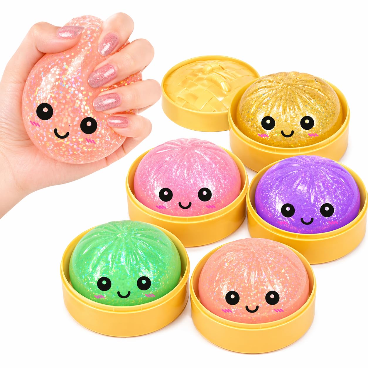 Photo 1 of *** CHECK COMMENTS***   Dumpling Squishy Mystery Box – 4 Squishies Per Box (from 5 Shiny Colors) – 100% Rare Hidden Edition Included – US Toy Safety Certified