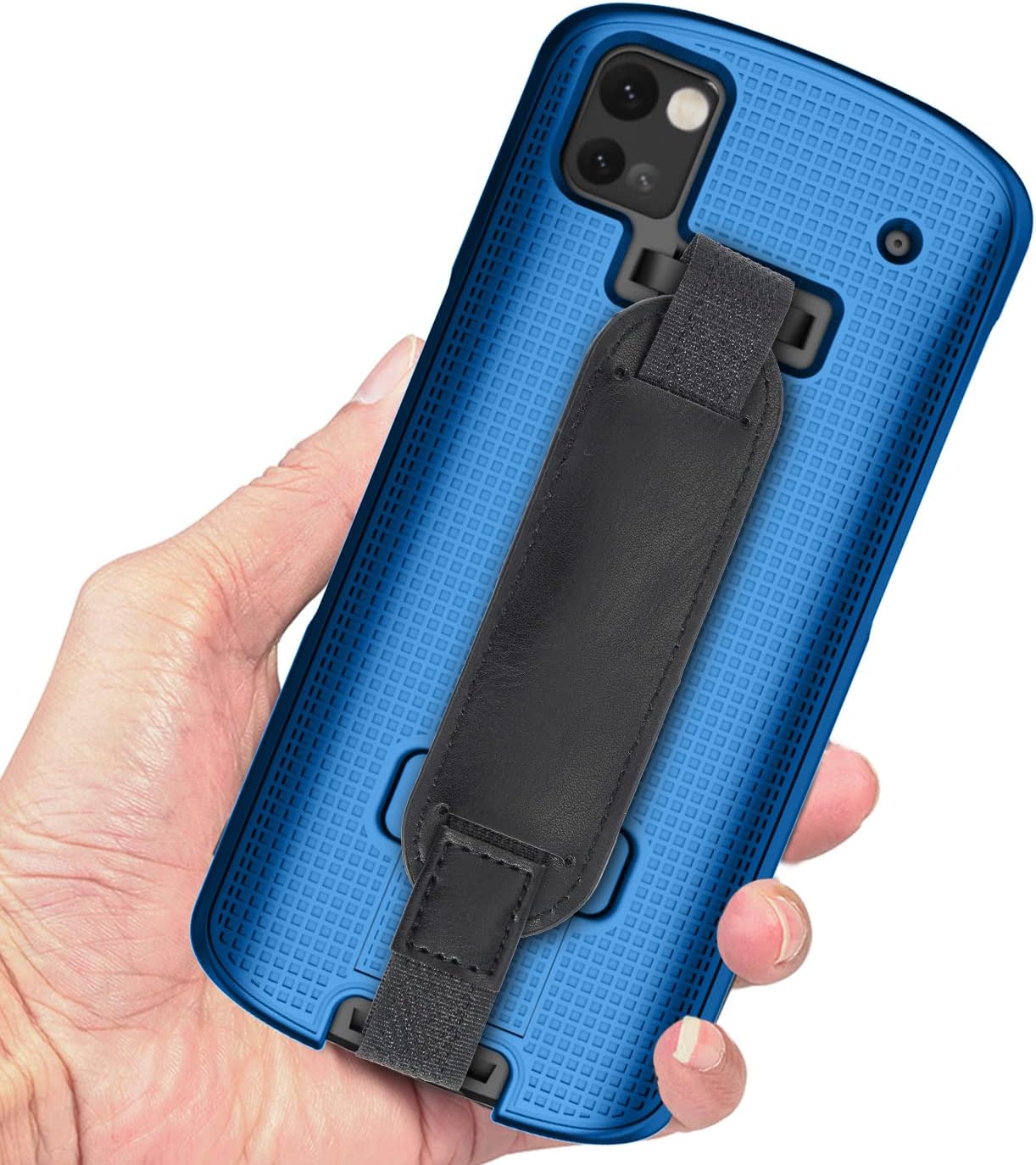 Nakedcellphone Case + Hand Strap Combo for Zebra TC53 TC58 Mobile Computer Scanner, Textured Slim Hard Shell Protector Cover with Kickstand - Cobalt Blue