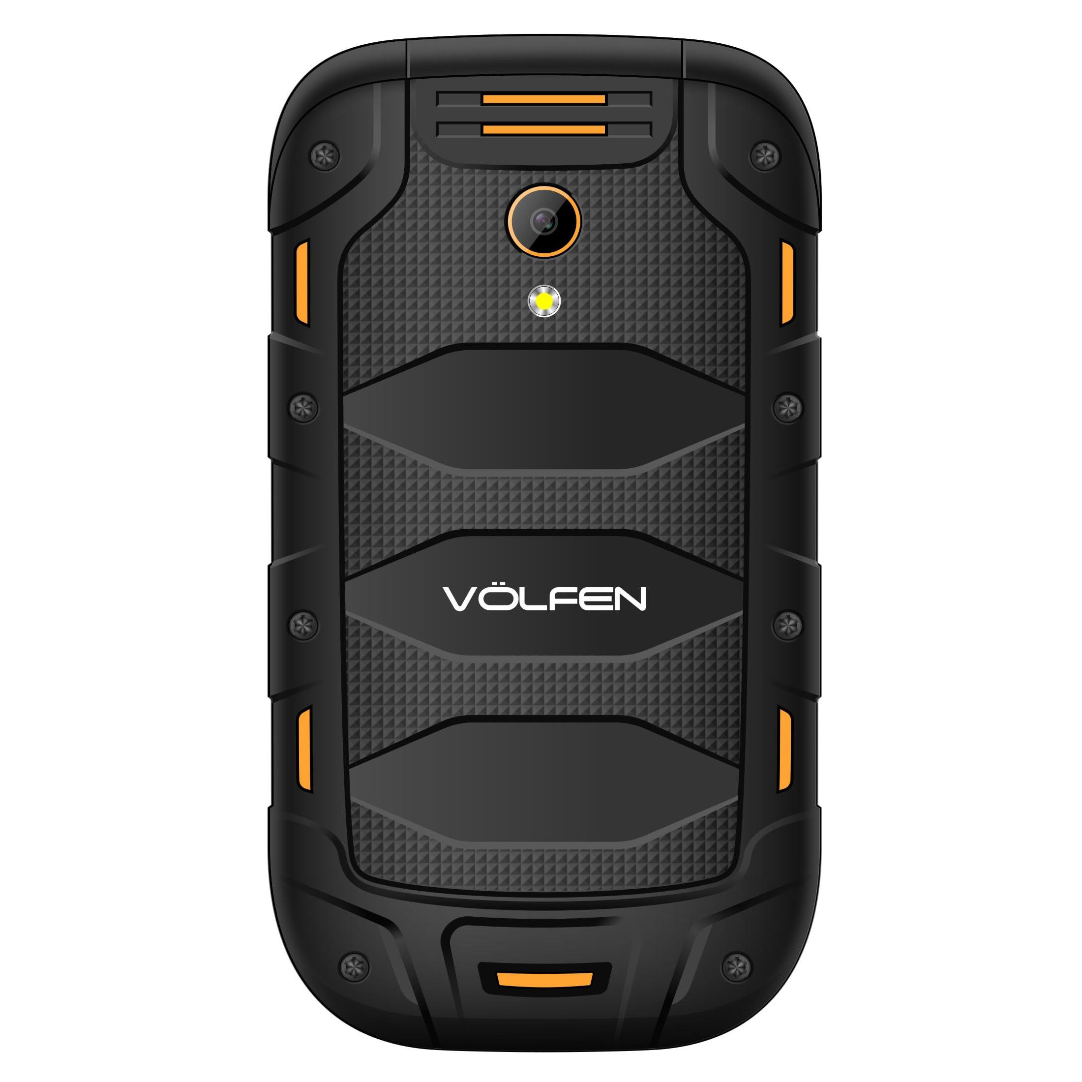 Ranger - Telefono robusto per anziani, doppio schermo, pulsanti e tasti grandi, facile da usare, USB-C, 3 memorie dirette, base di ricarica, nero/giallo