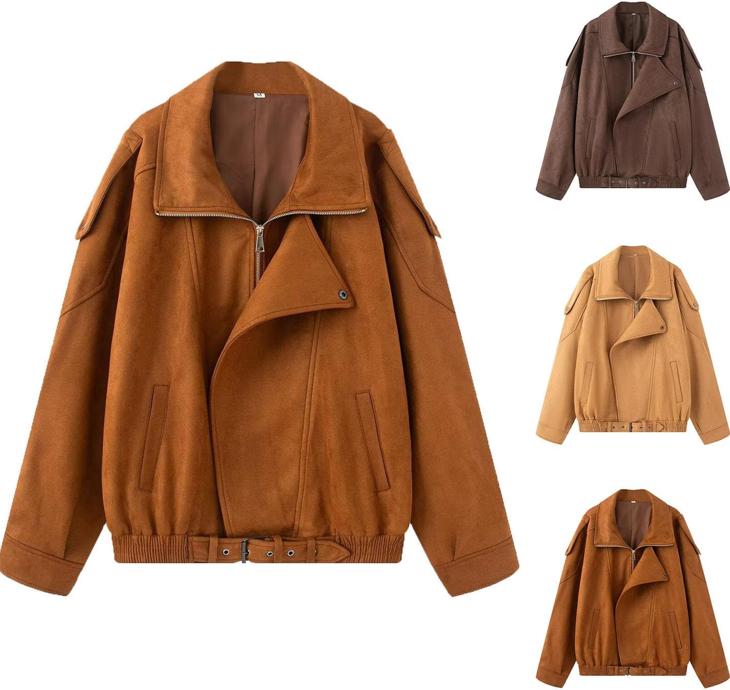 Ruziyoog Women Fleece Jacket Winter Warm Sherpa Coat Lapel Zip Up Soft Plush Outerwear Casual Thick Teddy Jacket