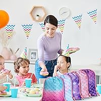Vista 6 de Honoson 24 bolsas con cordón para fiesta de sirena, bolsas temáticas bajo el mar, bolsas de regalo de dulces a granel, suministros de decoración