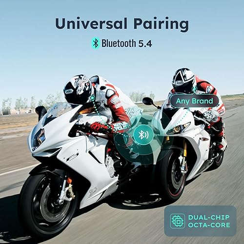 Miniatura 6 de Auriculares Bluetooth S1 para motocicleta con 3 modos de intercomunicación, comunicación de malla de 8 conductores, voz AI, radio FM, volumen