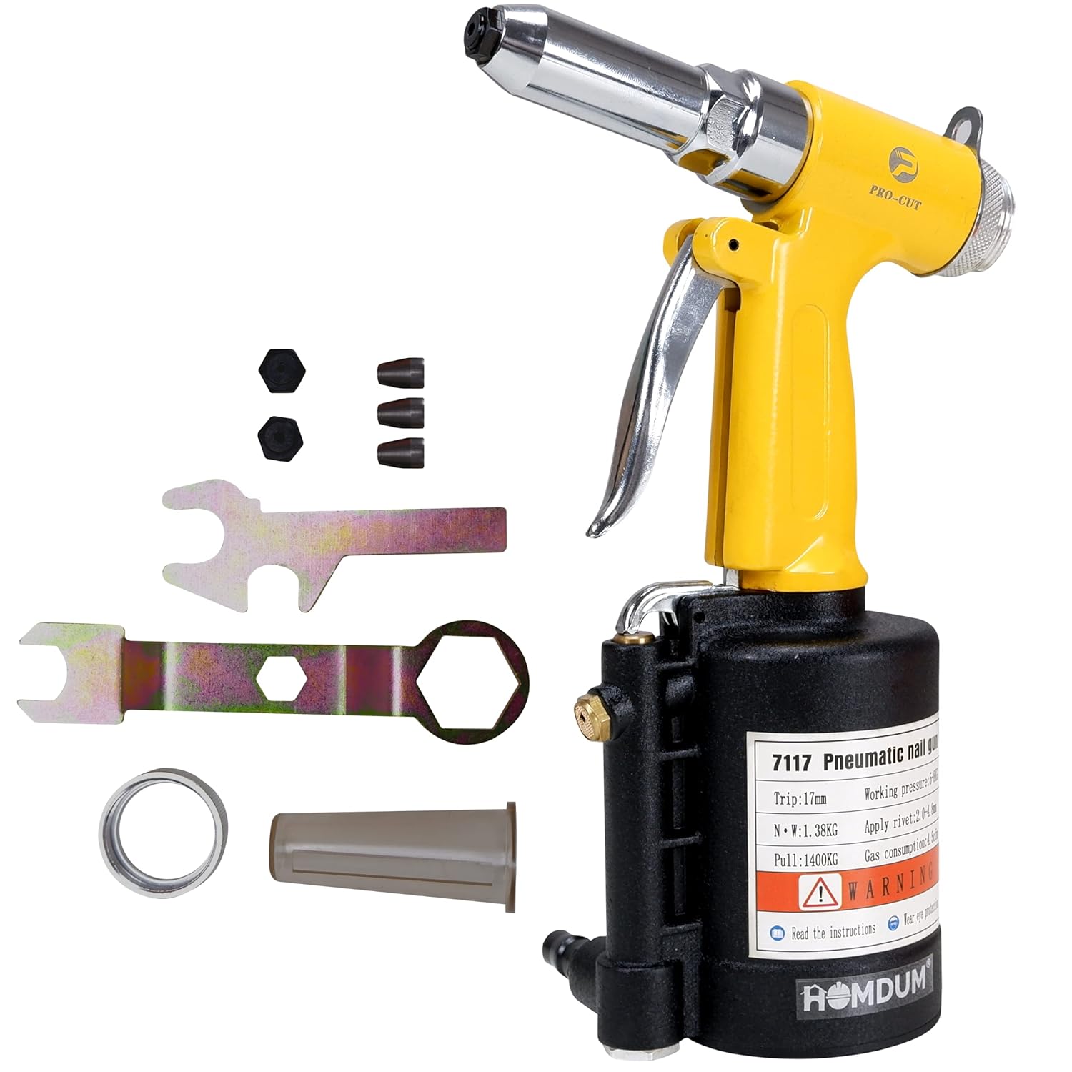 Homdum Pneumatic Pop Rivet Gun heavy duty tool for Steel Aluminium