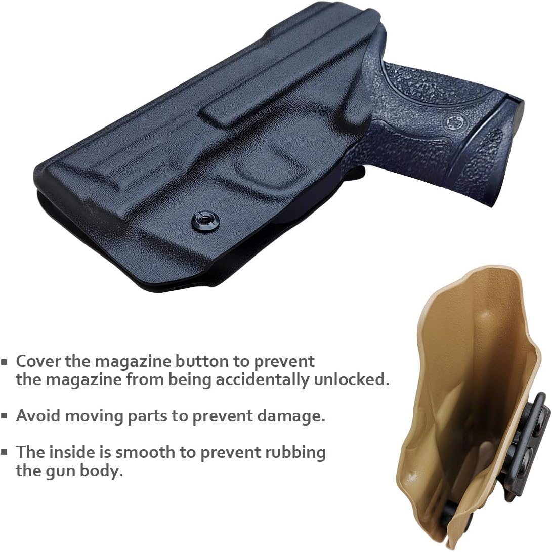 M&P 40C Holster IWB Kydex Holster Custom Fit: Smith & Wesson M&P 40C Pistol - Inside Waistband - Adj. Cant Retention - Cover Mag-Buttom - Widened Entrance - No Wear, No Jitter