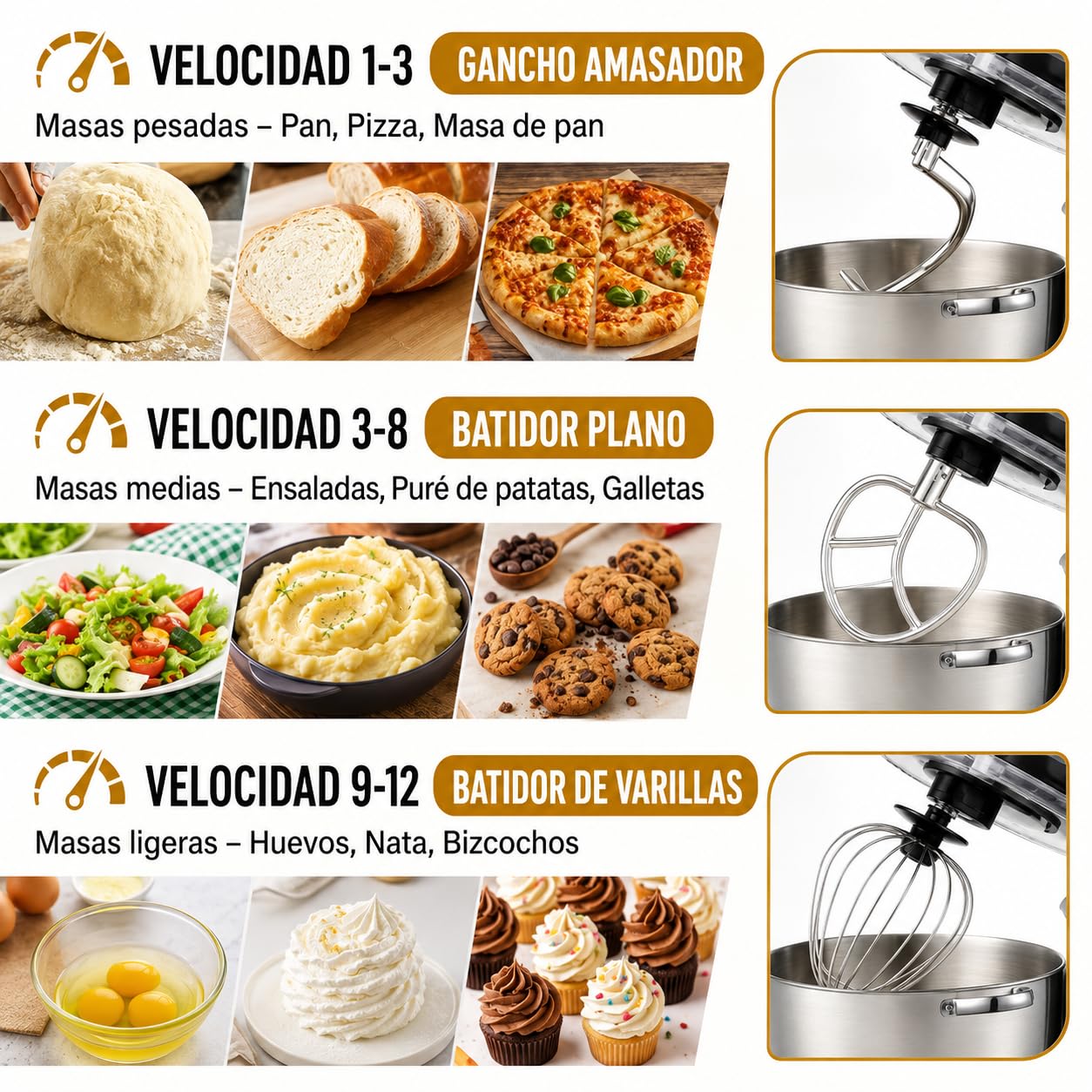 Royal Swiss SC-616DE Amasadora 16 L 2800 W, Robot de Cocina Profesional con Mezcla Planetaria, 12 Velocidades, Pantalla LED, Temporizador, Bol Inox, Gancho, Varillas, Batidor