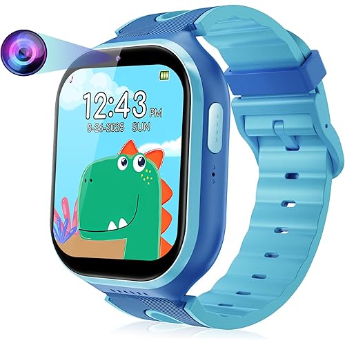 Smart Watch for Kids, No App, 14 Games, 1.83'' Touchscreen, Bedtime Stories, Alarm Clock, Camera, Music Player, Pedometer, Video & Audio Recording, Toys for Boys Aged 3-12, Gift for Teenagers, Blue