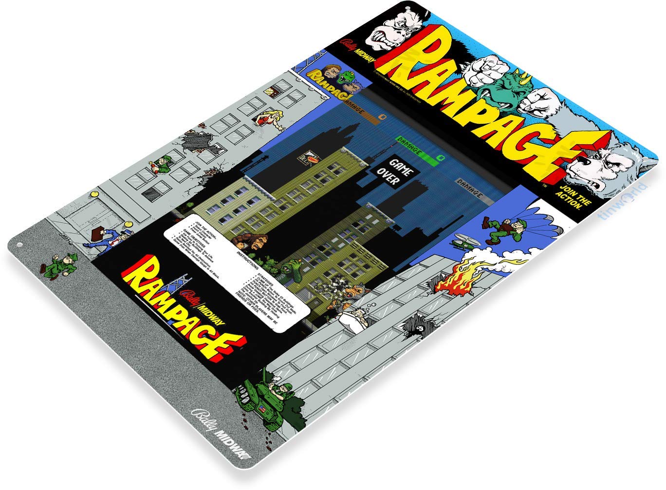 Amazon.com: Tinworld Tin Sign: Rampage Arcade Sign Game Room