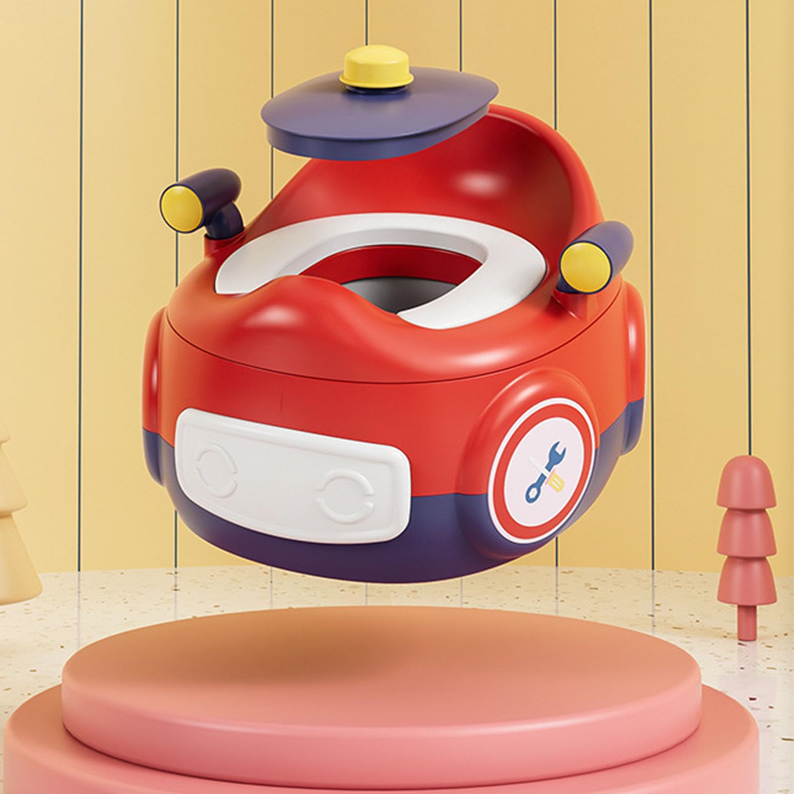 TOPINCN Inodoro Multifuncional para Niños con Bonito Diseño de Coche para Aprender a Ir Al Baño, Portátil y Ligero, Perfecto para Niños Pequeños en Casa (rojo azul)