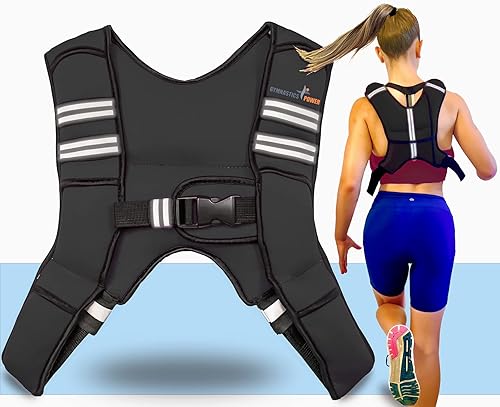 Miniatura 7 de Gymnastics Power - Chaleco con peso de 6 libras, 10 libras, 12 libras, 25 libras, 35 libras, 45 libras, 60 libras, pesas de hierro extraíbles para