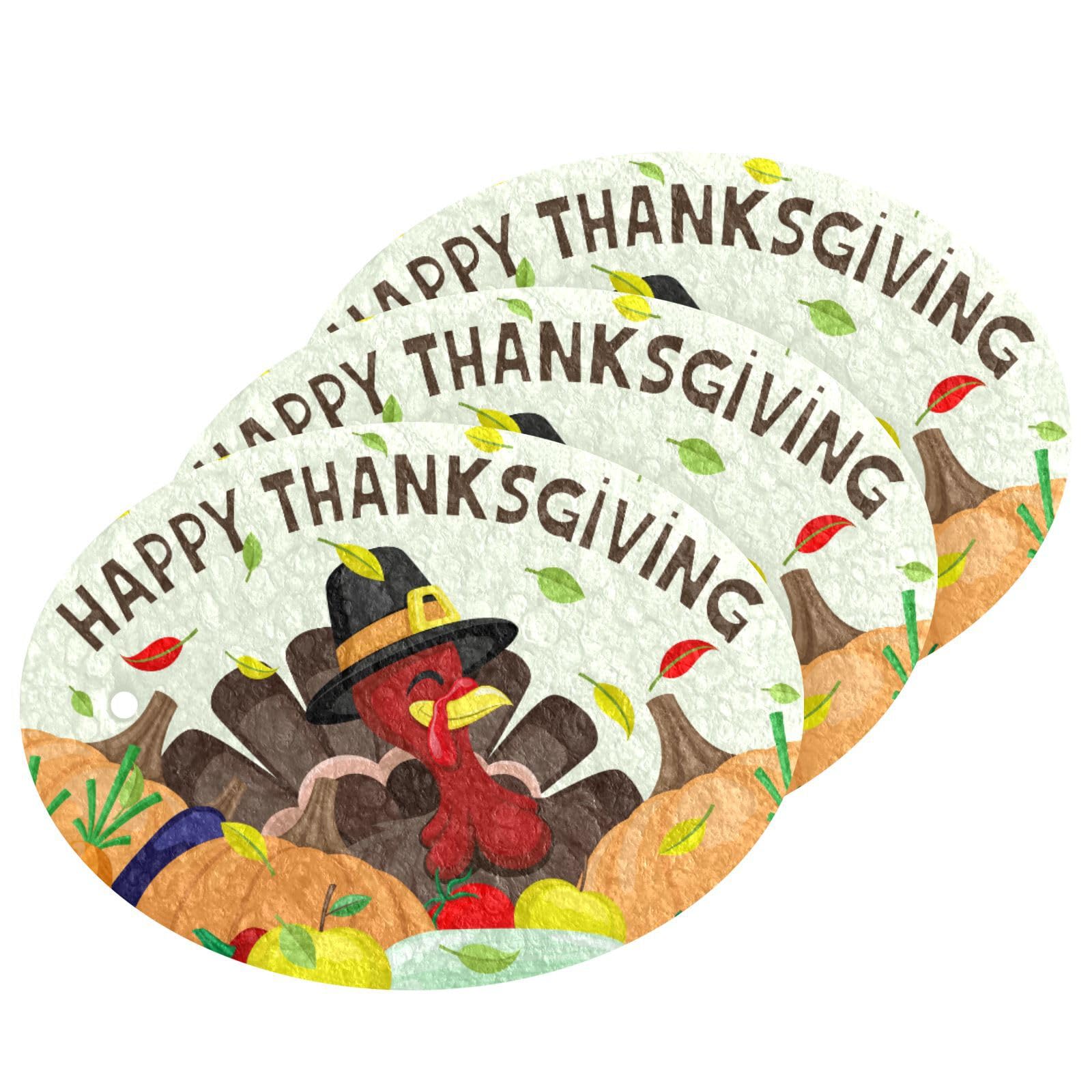 Turkey Pumpkin Harvest Scrub Sponges Kitchen Thanksgiving Day Dish Compressed Cellulose Sponges for Washing Dishes Non Scratch Reusable Hanging for Household Cleaning 3 Pack