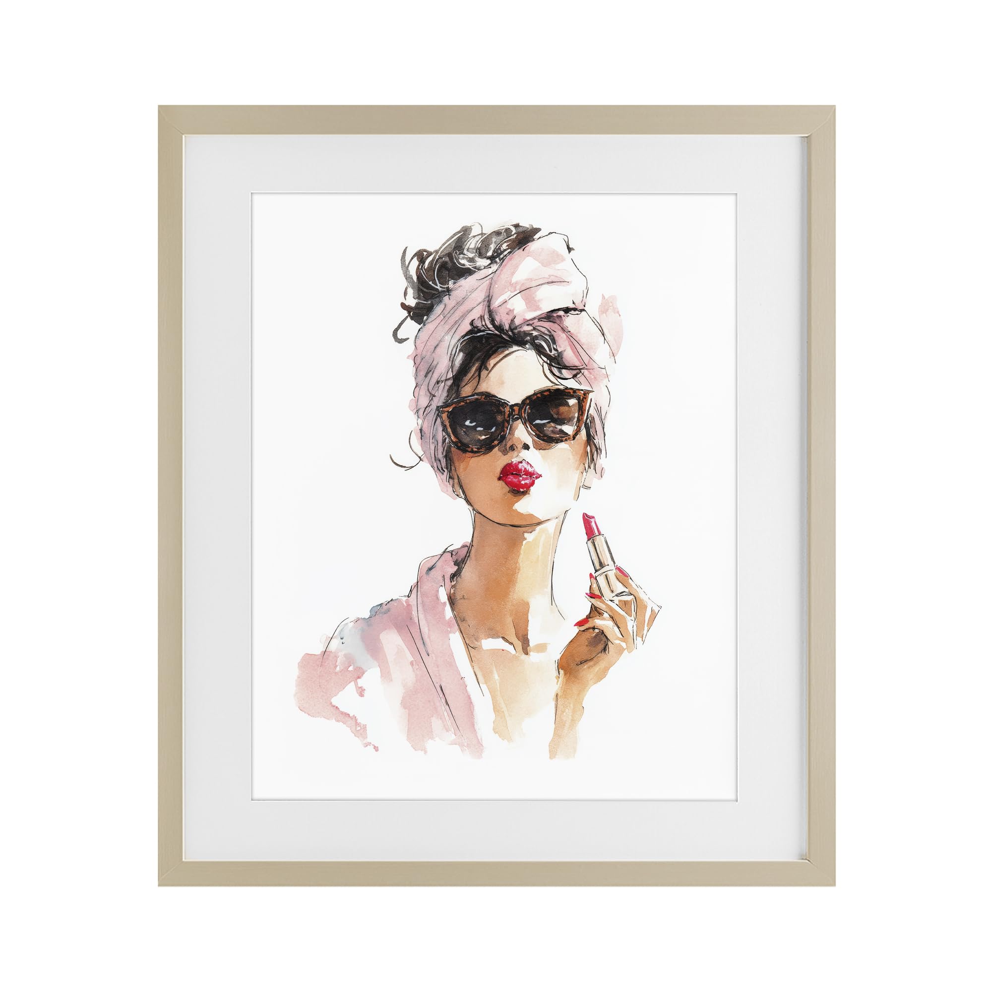 Stupell Industries Harvest Pine (Textured) 'Velour Secrets Lipstick'| Framed Print Under Glass